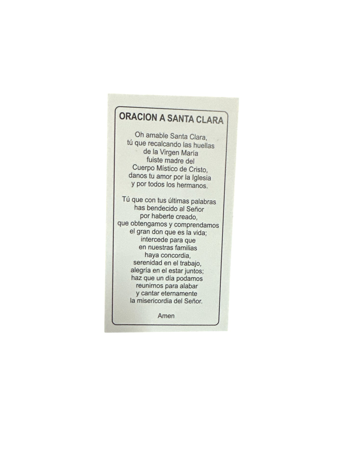 Prayer Card Santa Clara 4"x 2"