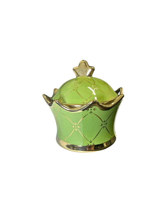 Small Tureen Green/Gold Tureen 6”x 6”x 5”