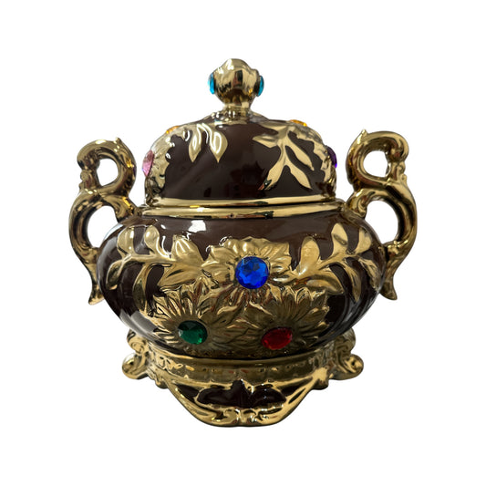 Oya Brown and Silver Tureen 12"x 12"