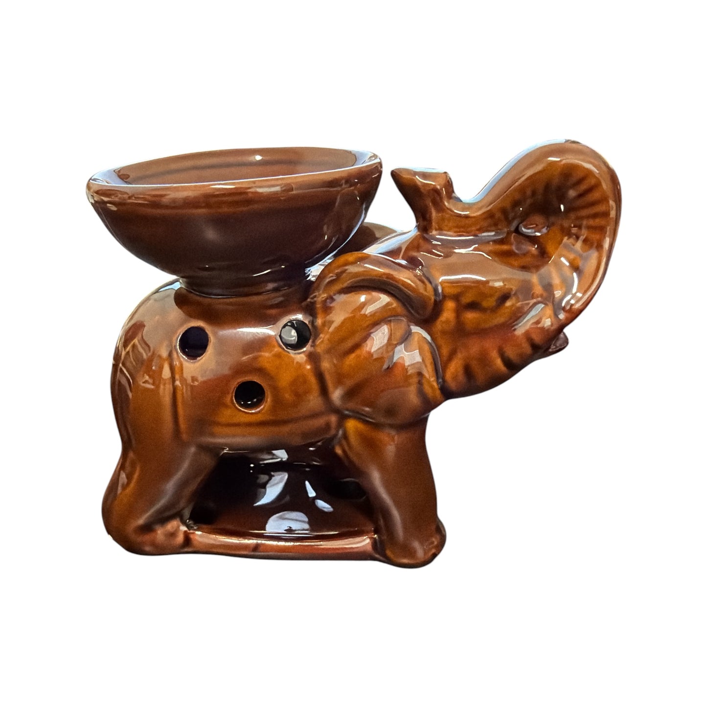 Decorative elephant-shaped ceramic oil/incense burner