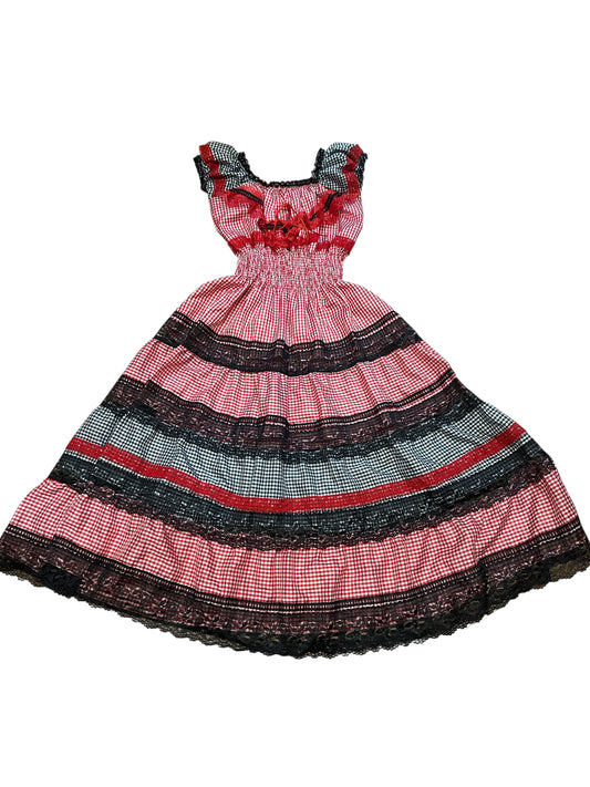 Gingham Red/ White/ Black Dress