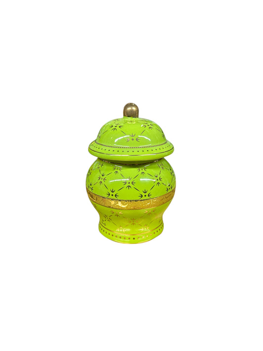 Small Green Potiche Orula/ Ibeyi/ Inle 6.5”x 7”x 3”