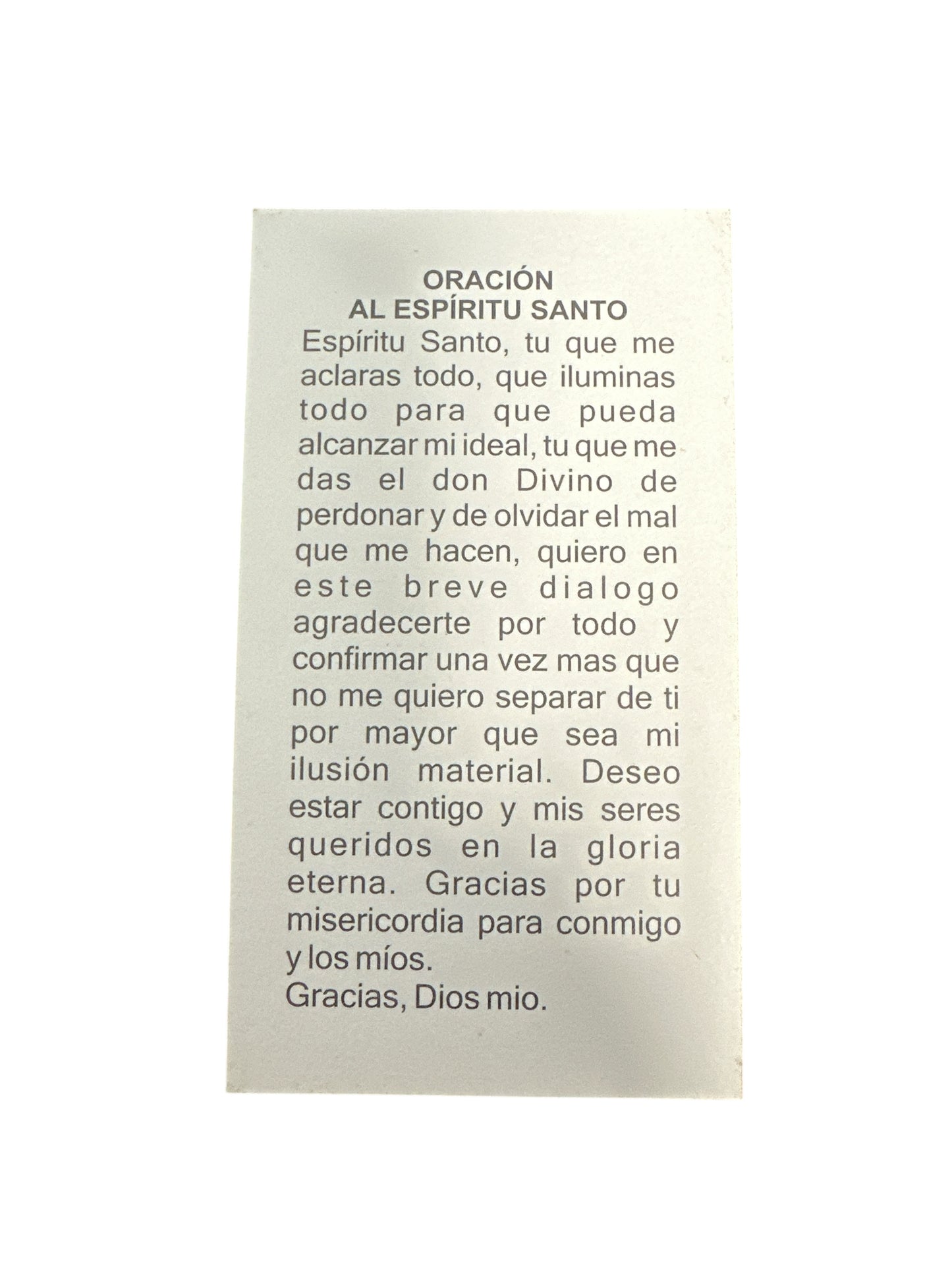 Prayer Card To the Holy Spirit 4"x 2"