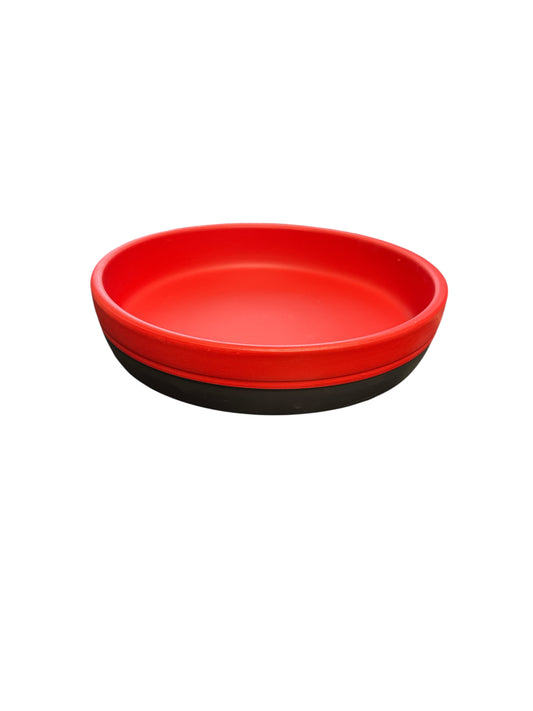 Painted Red and Black Clay Plate 9"x 1.5"
