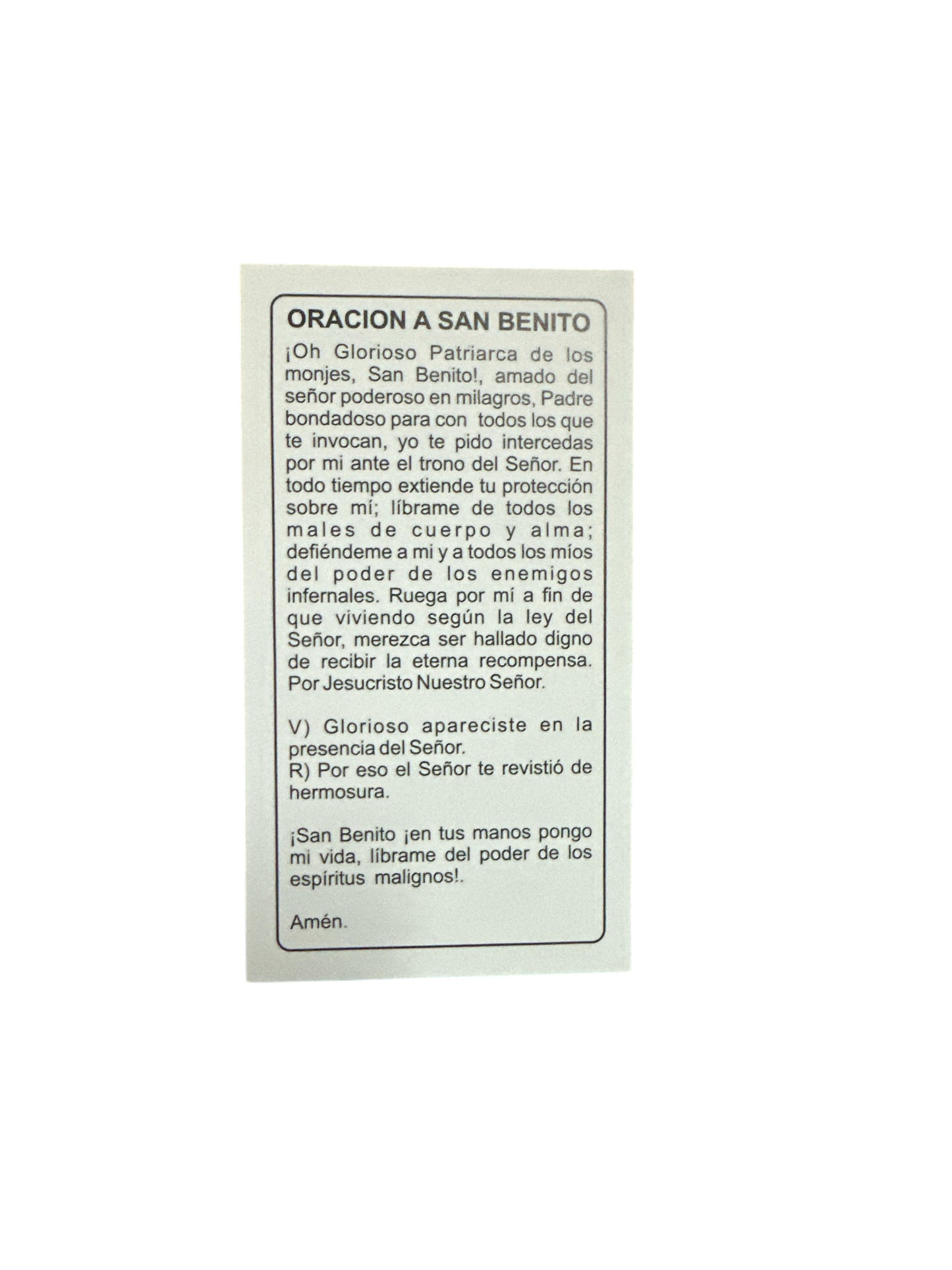 Prayer Card San Benito de Abad 4"x 2"