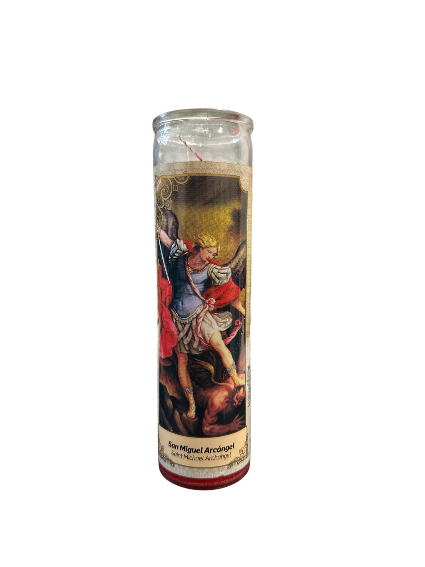 8" Saint Michael the Archangel Red color candle
