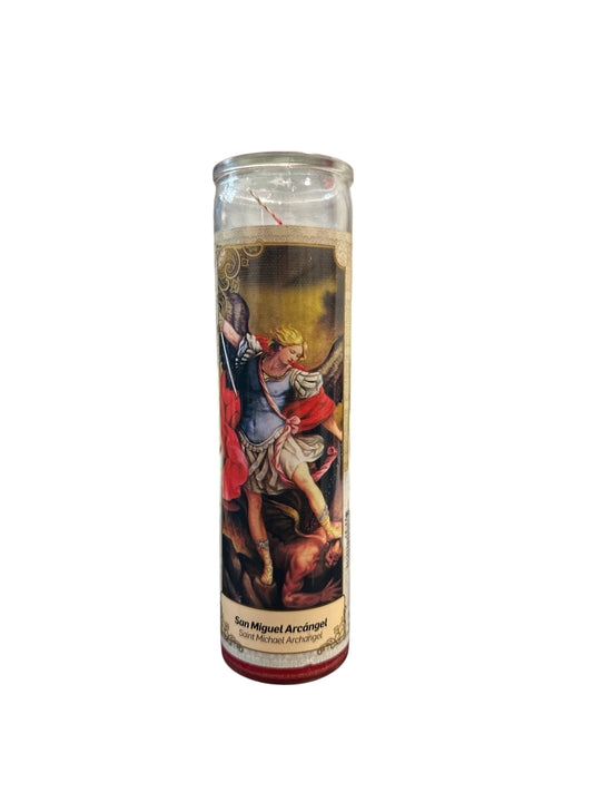 8" Saint Michael the Archangel Red color candle