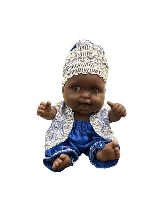 6" Baby dressed in Blue and White