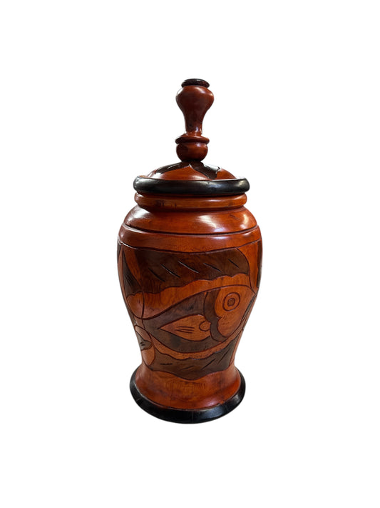 Carved Wooden Potiche (Lebrillo) 17.5"H x 7"W