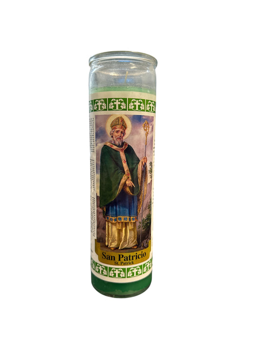 8" Saint Patrick image candle