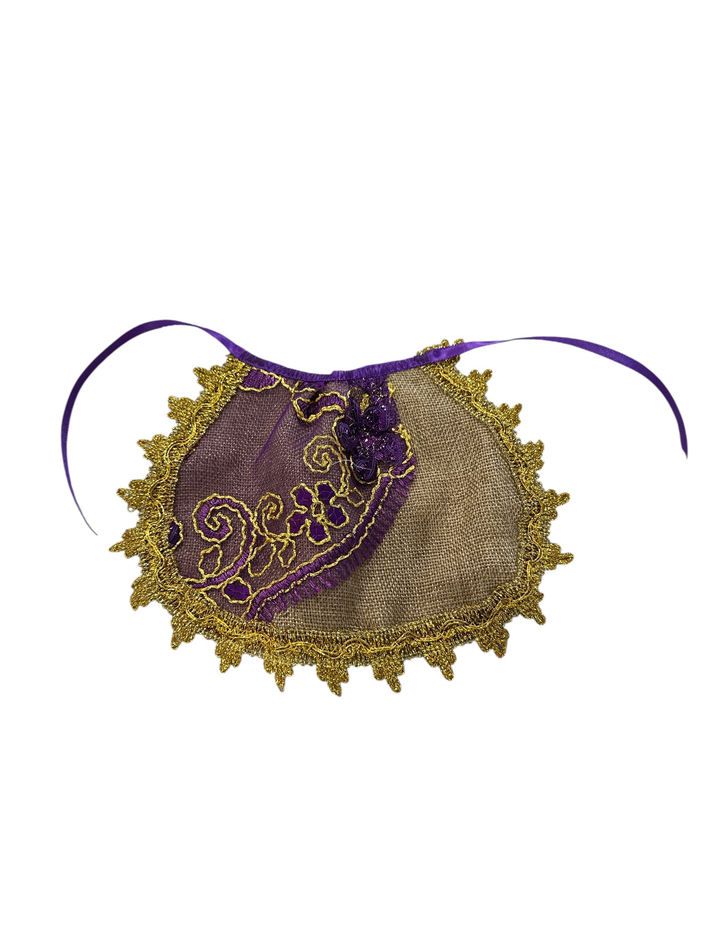 5” Saint Lazarus sack and  embroidered fabric cape