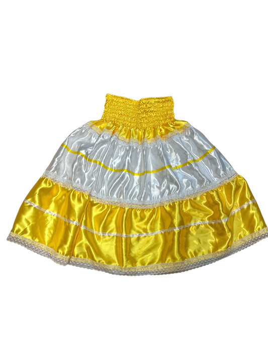 Yellow and White Satin Skirt one size