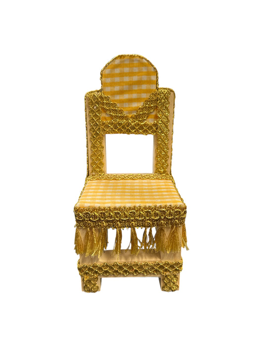 Yellow/Gold Decorated wooden chair 8"H x 3.5"W
