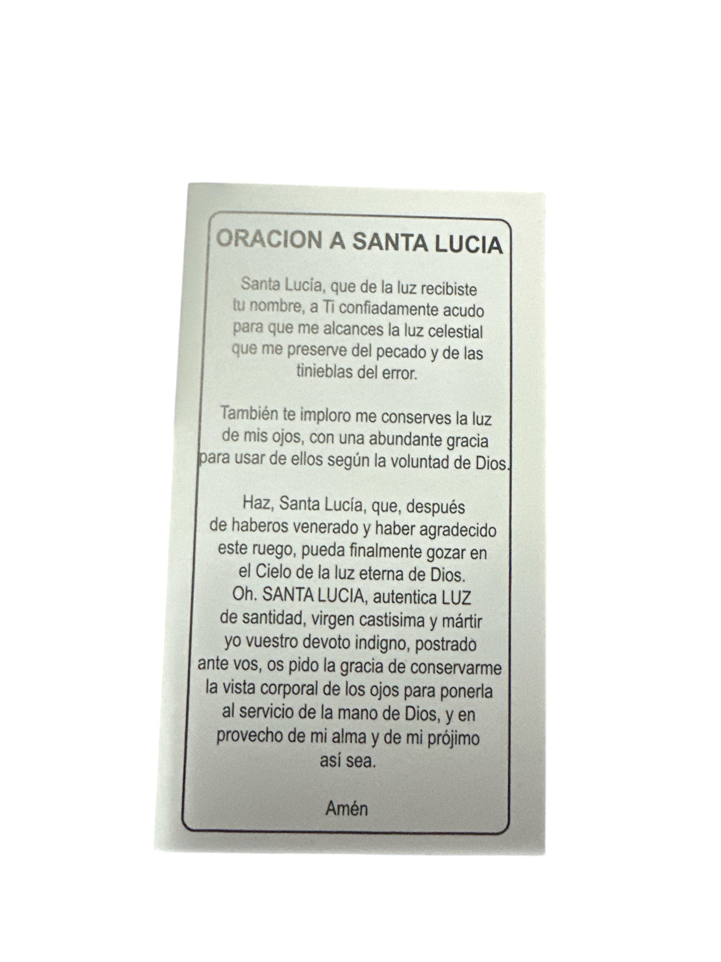 Prayer Card Santa Lucia 4"x2"