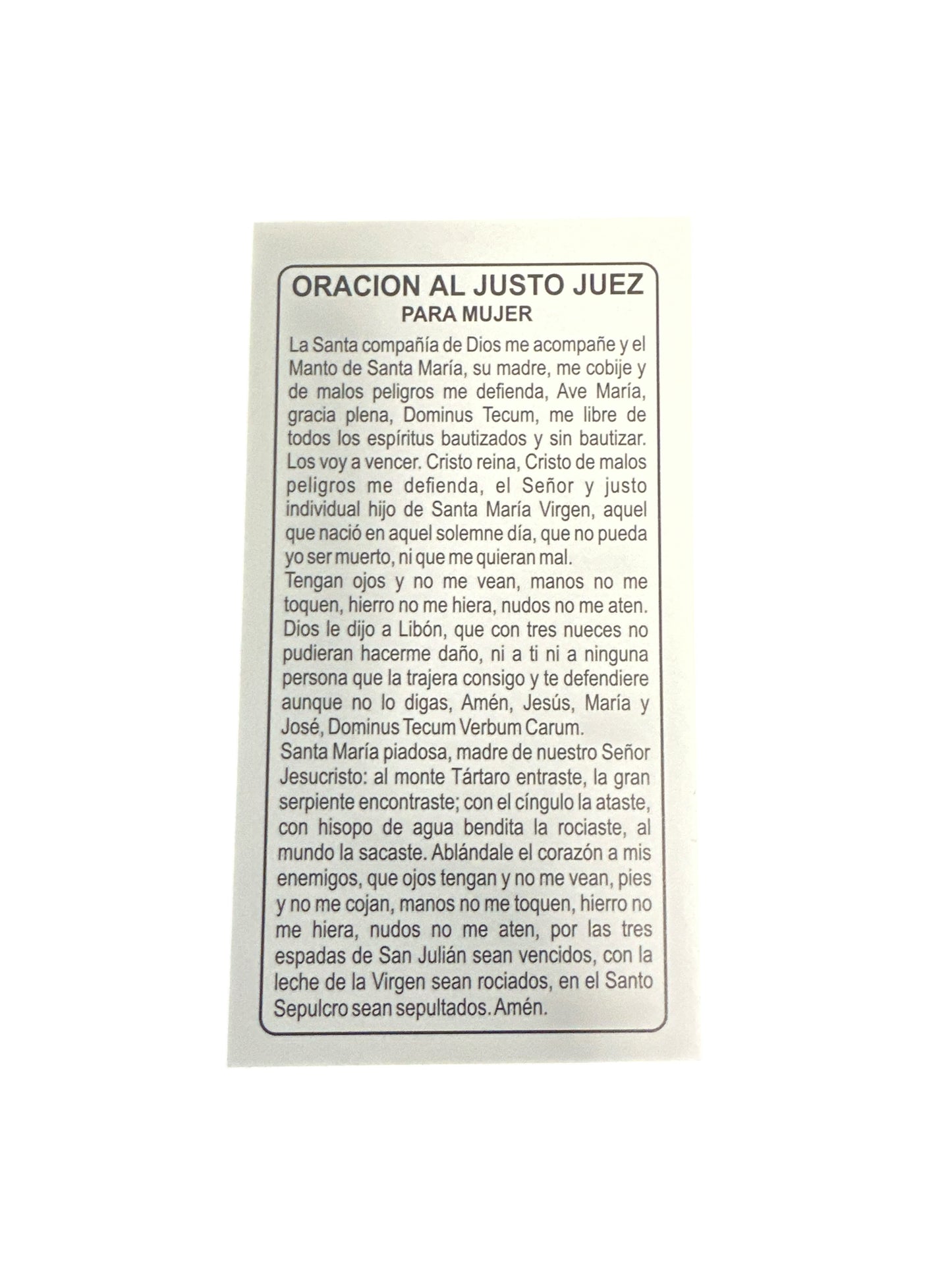 Prayer Card Just Judge for Women 4"x 2"