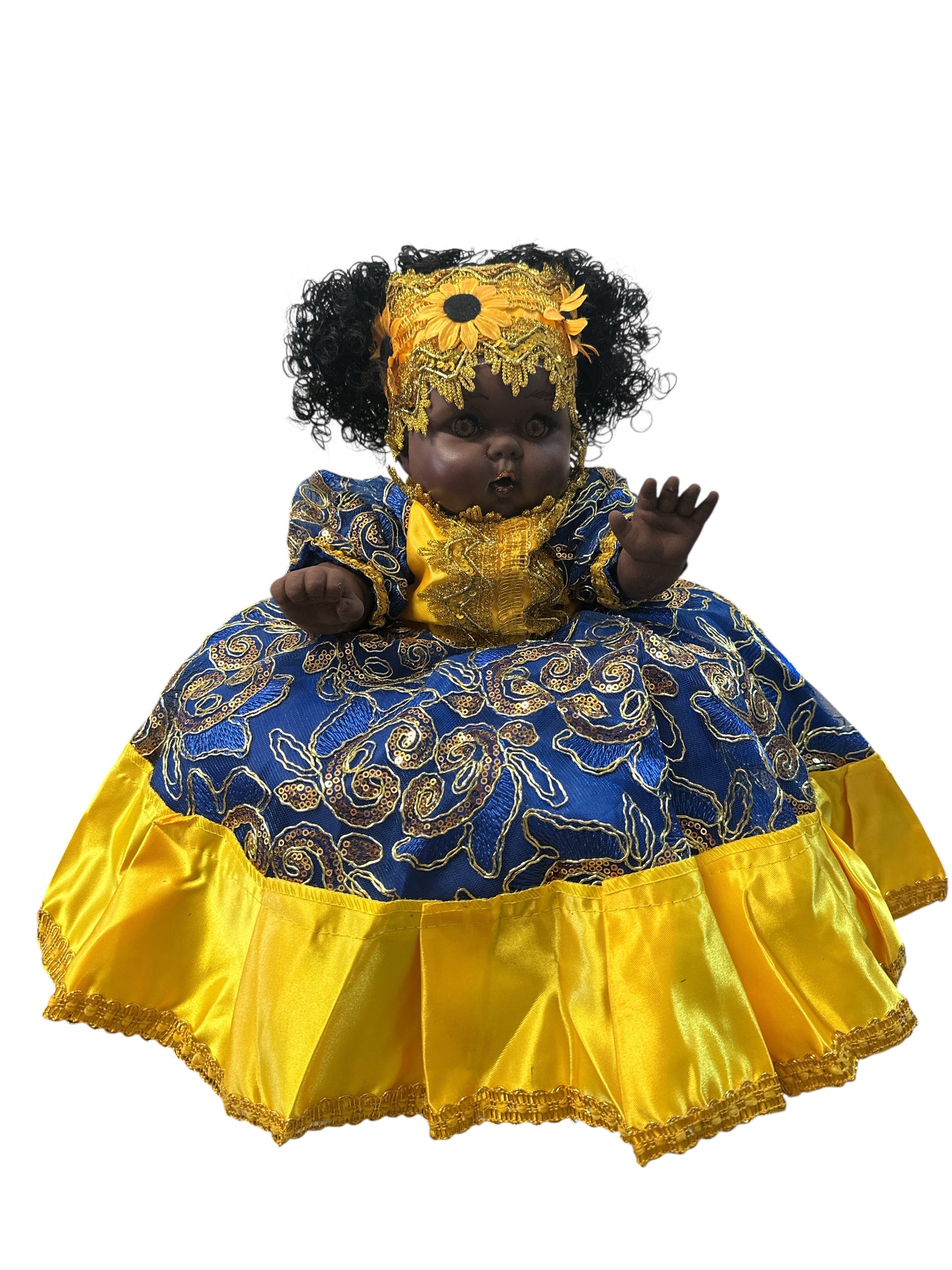 14" Baby dressed in Yellow and Blue (Yemaya/ Ochun)