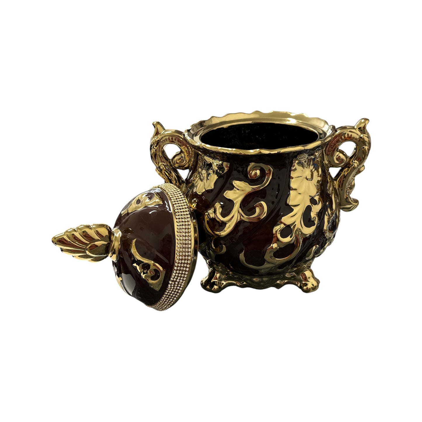 Oya Brown and  Gold Tureen 13"H x 11"W