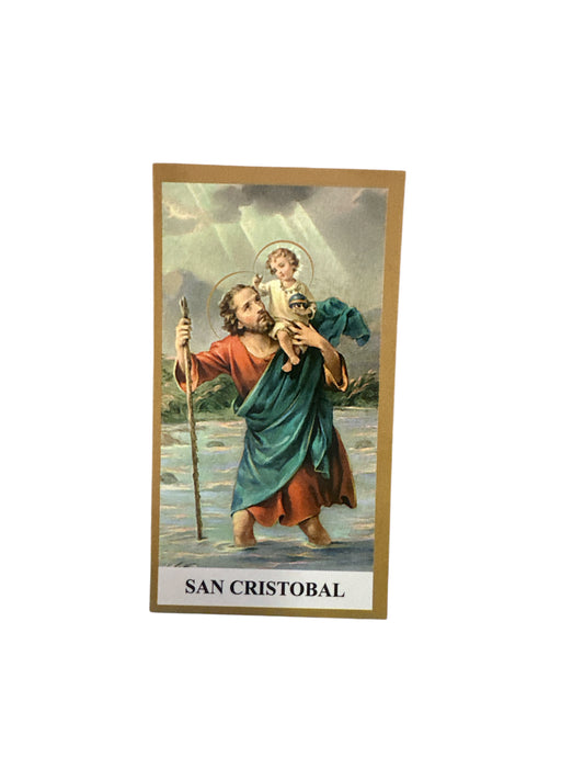 Prayer Card Saint Cristobal 4"x 2"