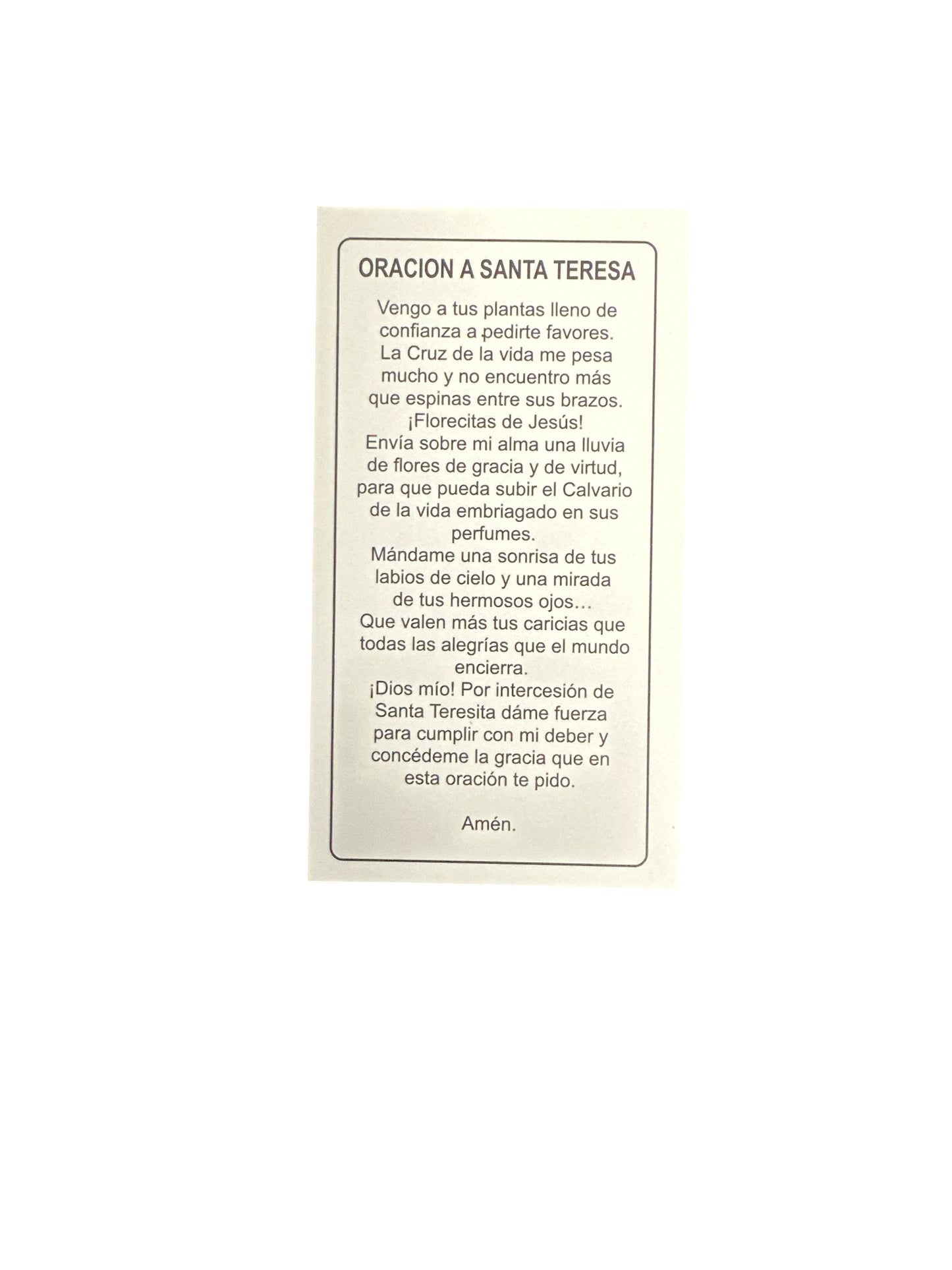 Prayer Card Saint Teresa 4"x 2"