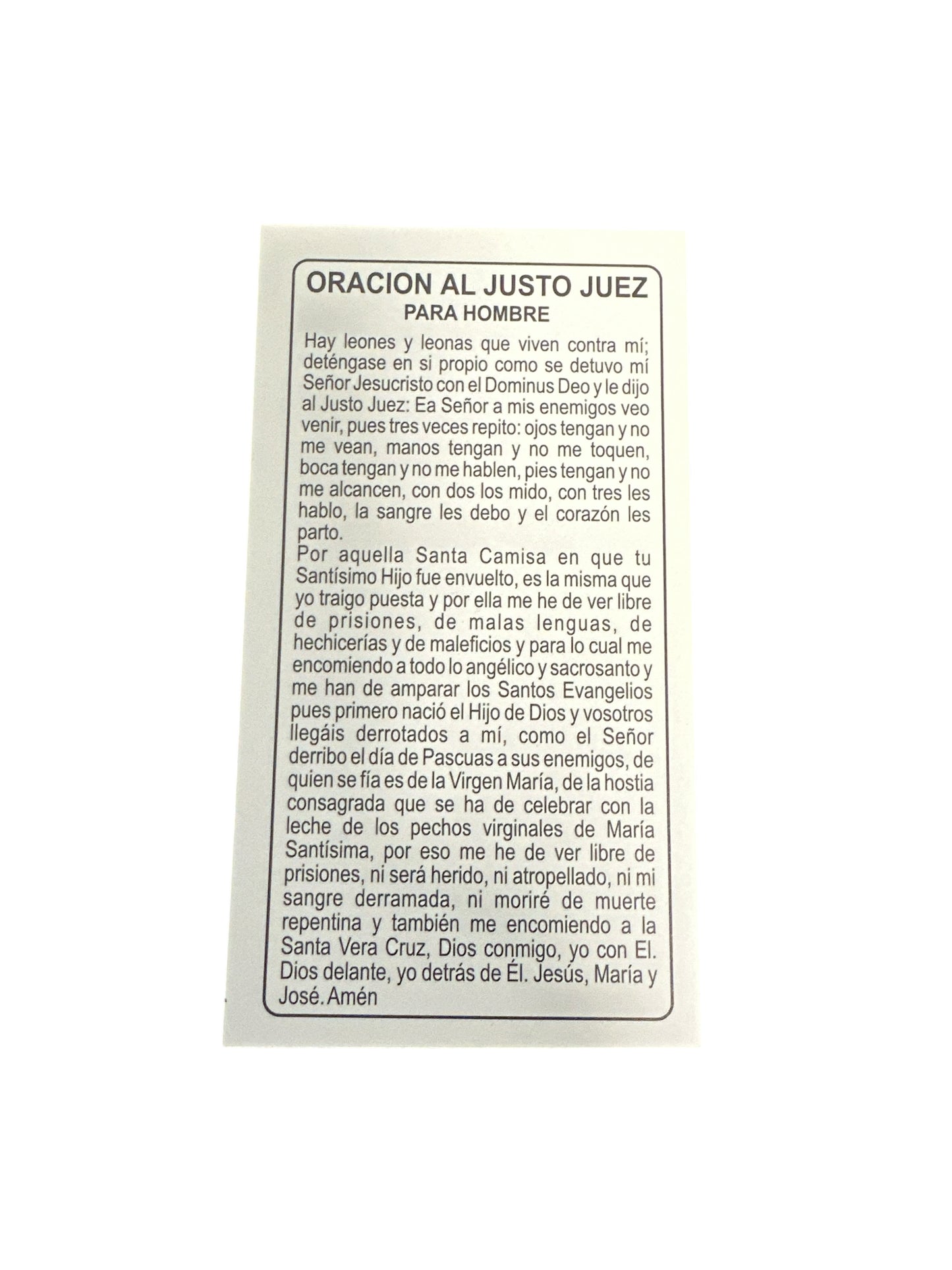 Prayer Card Just Judge for Man 4"x 2"
