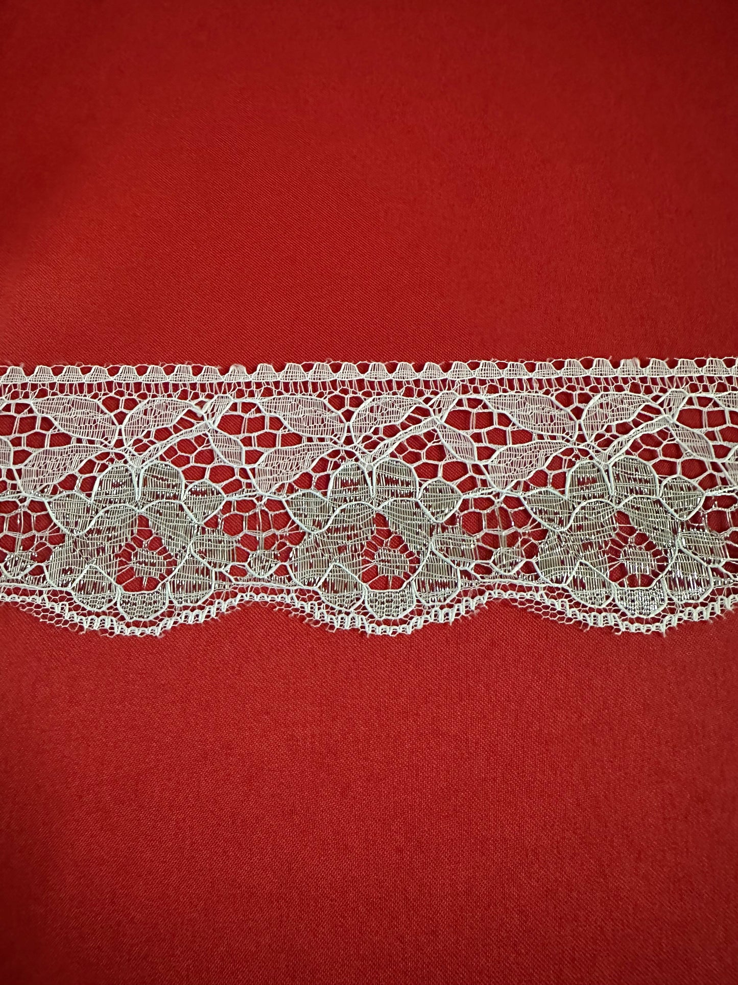 White and Silver lace, 2 inches wide 1 yard