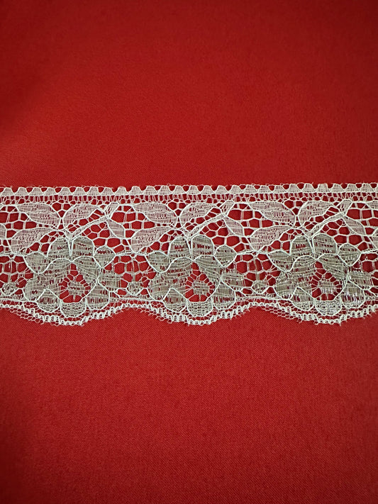 White and Silver lace, 2 inches wide 1 yard
