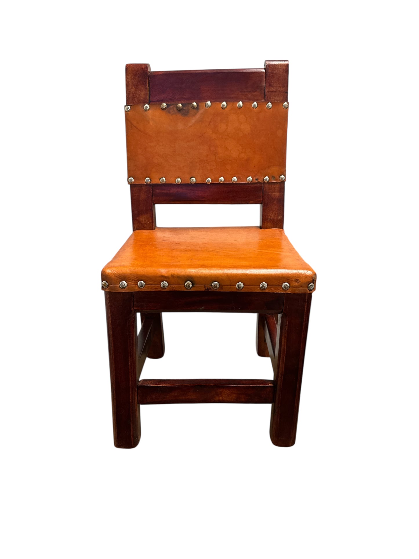 Wooden Stool decorated with leather 37"H x 49"W