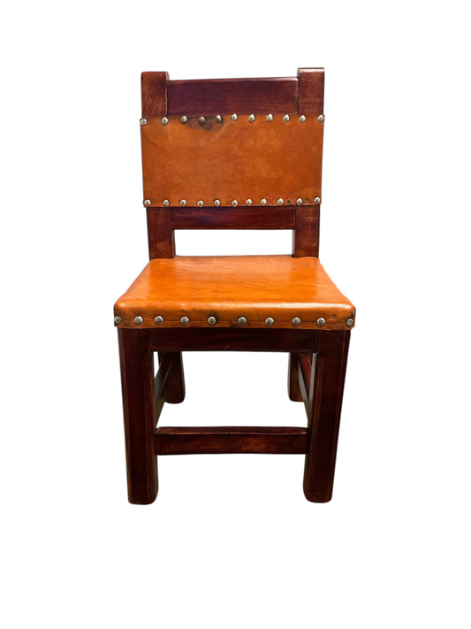 Wooden Stool decorated with leather 37"H x 49"W