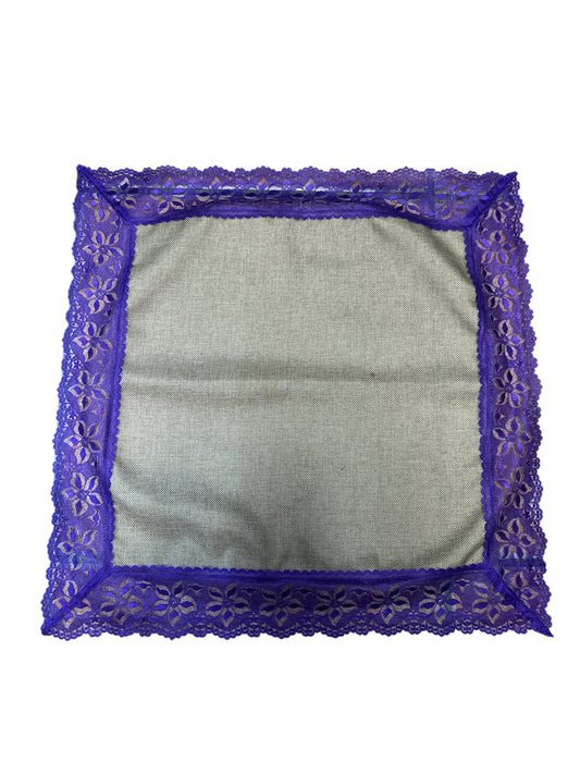 Sack cloth with Purple Lace 16"x 16"
