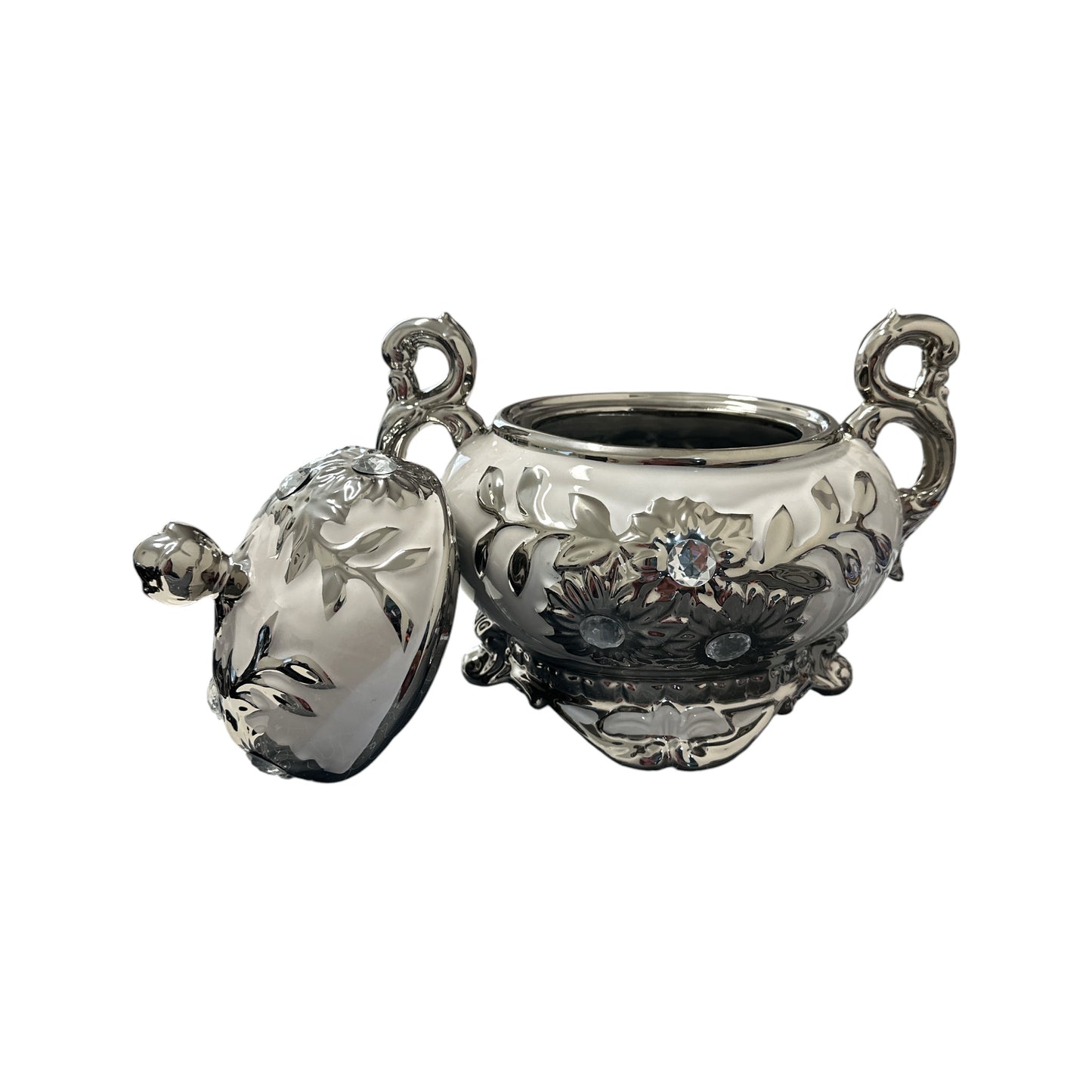 Obatala White and Silver Tureen 12"x 12"