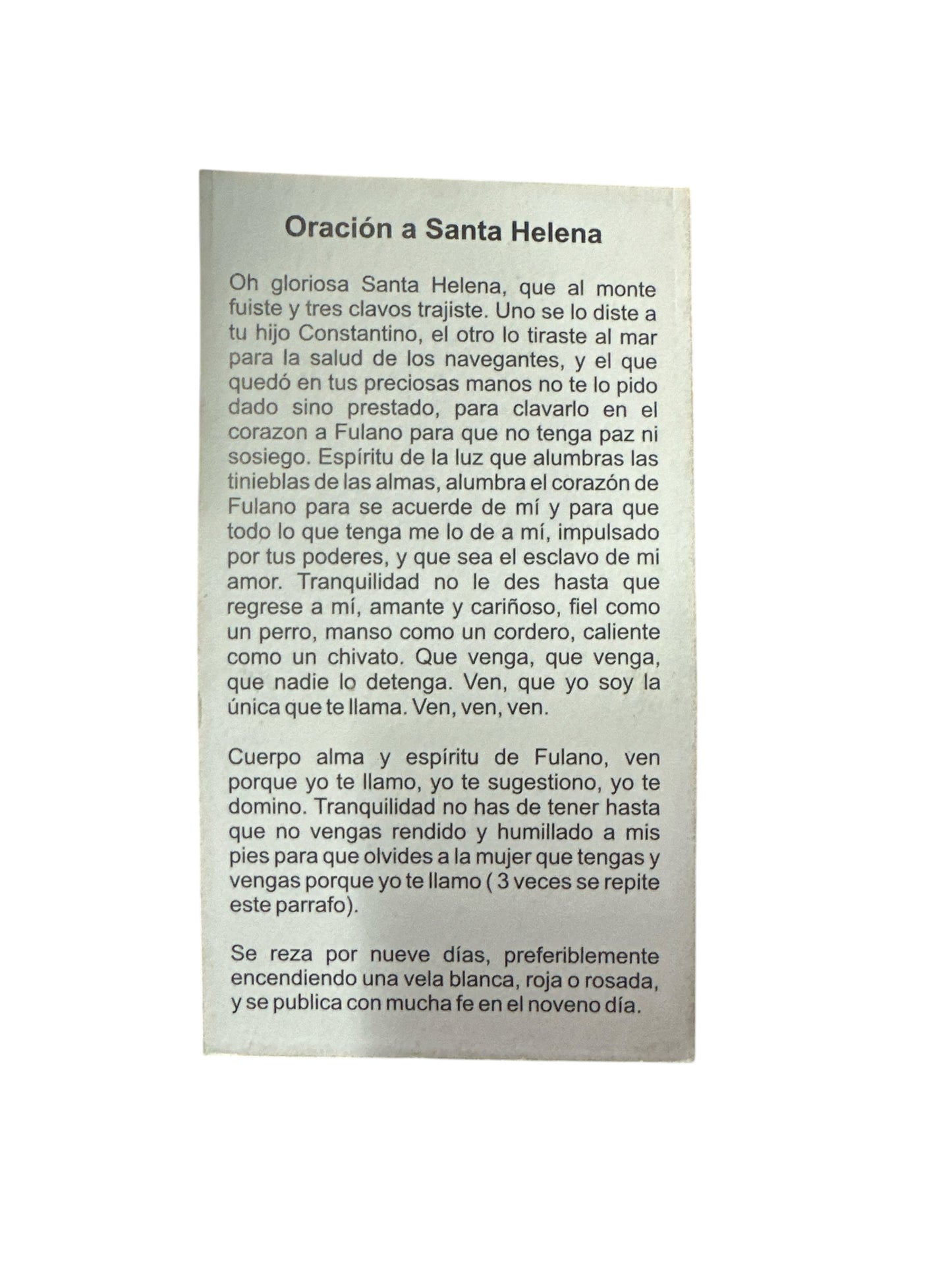 Prayer Card  Santa Helena 4"x 2"