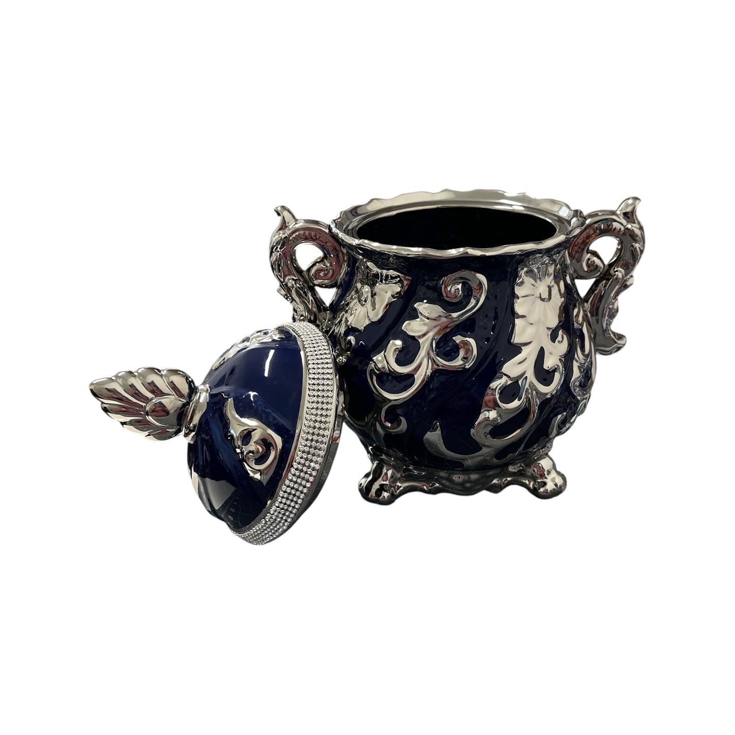Yemaya Blue and Silver Tureen 13"H x 11"W