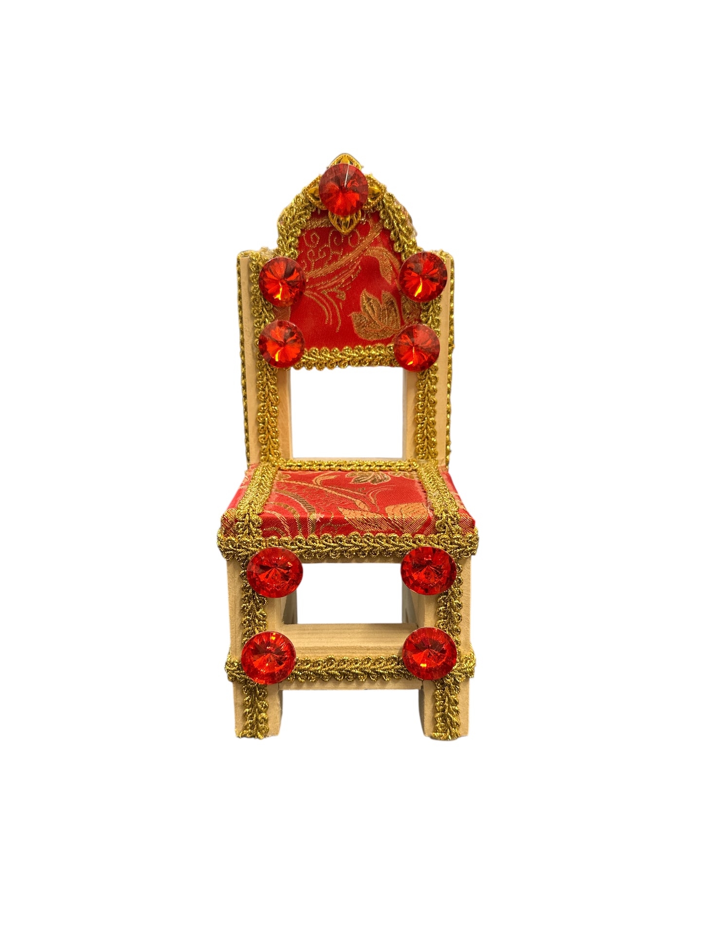 Red/Gold Decorated wooden chair 8"H x 3.5"W