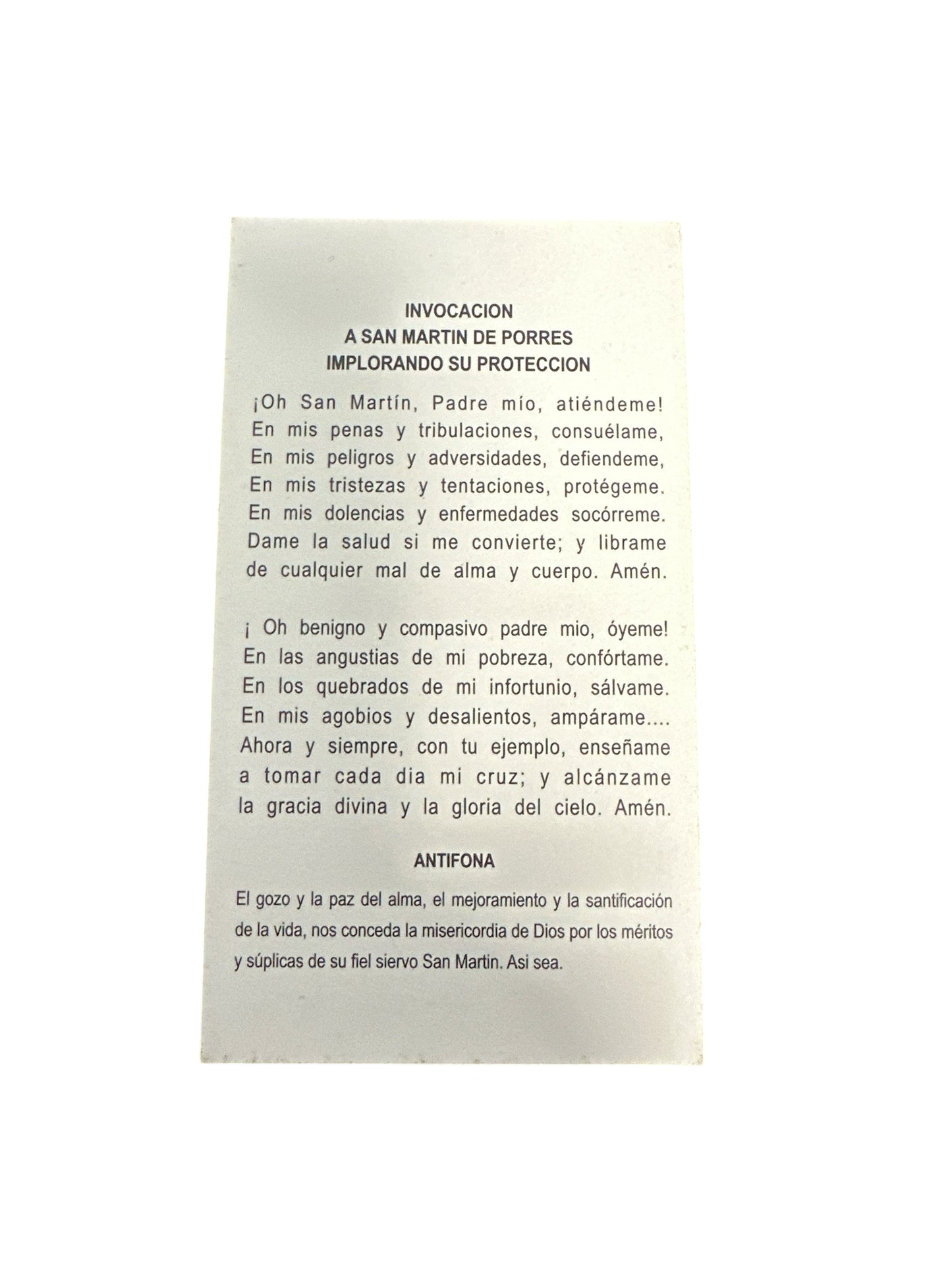 Prayer Card Saint Martin of Porres 4"x 2"